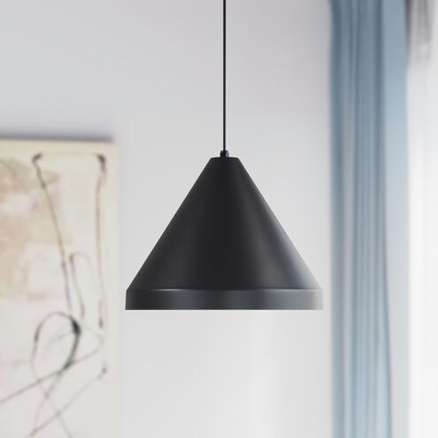 R Series 1 Light 17 inch Satin Black Outdoor Pendant